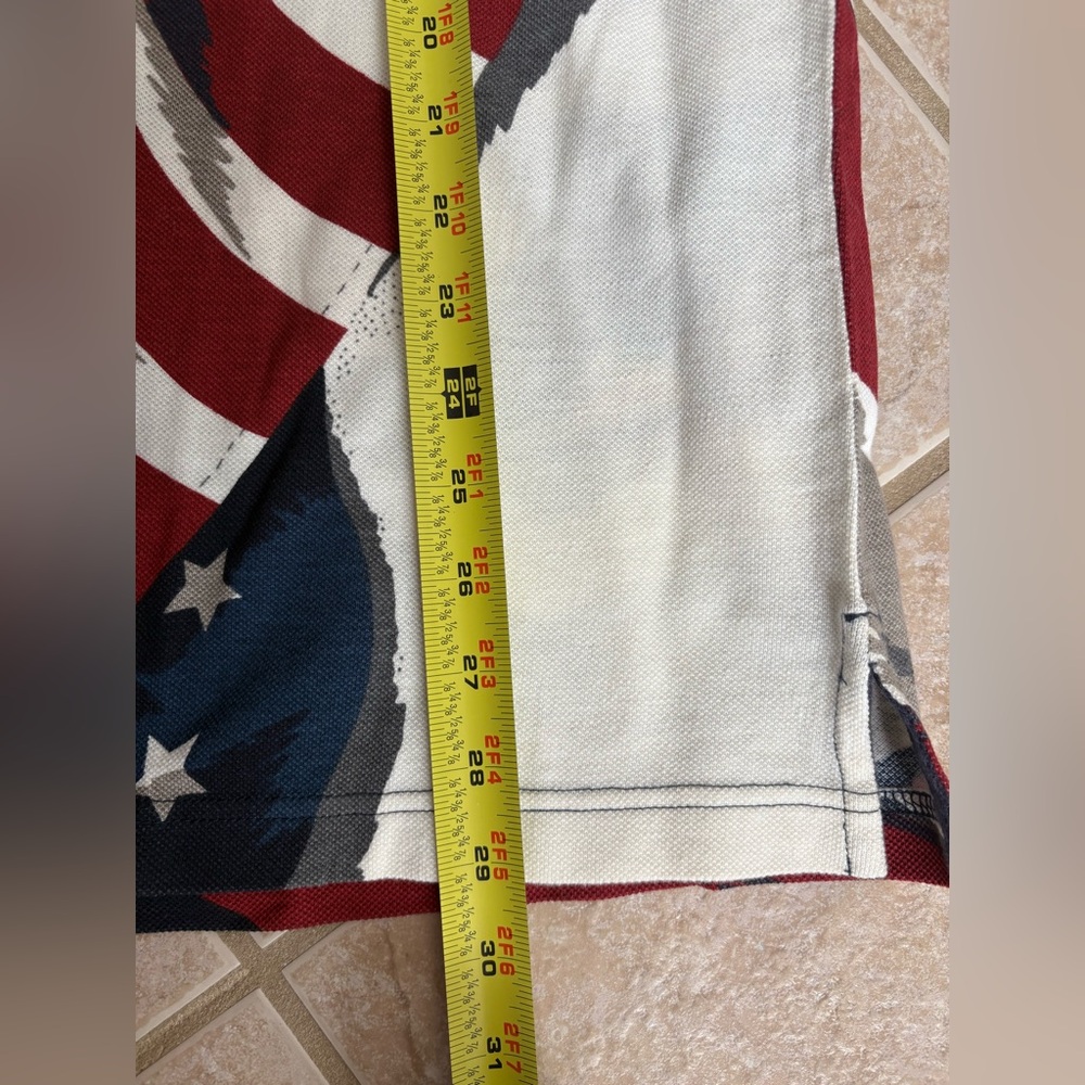 Men’s vintage Patriotic SS Polo Shirt - Red, Blue, White sz Large - Picture 9 of 9